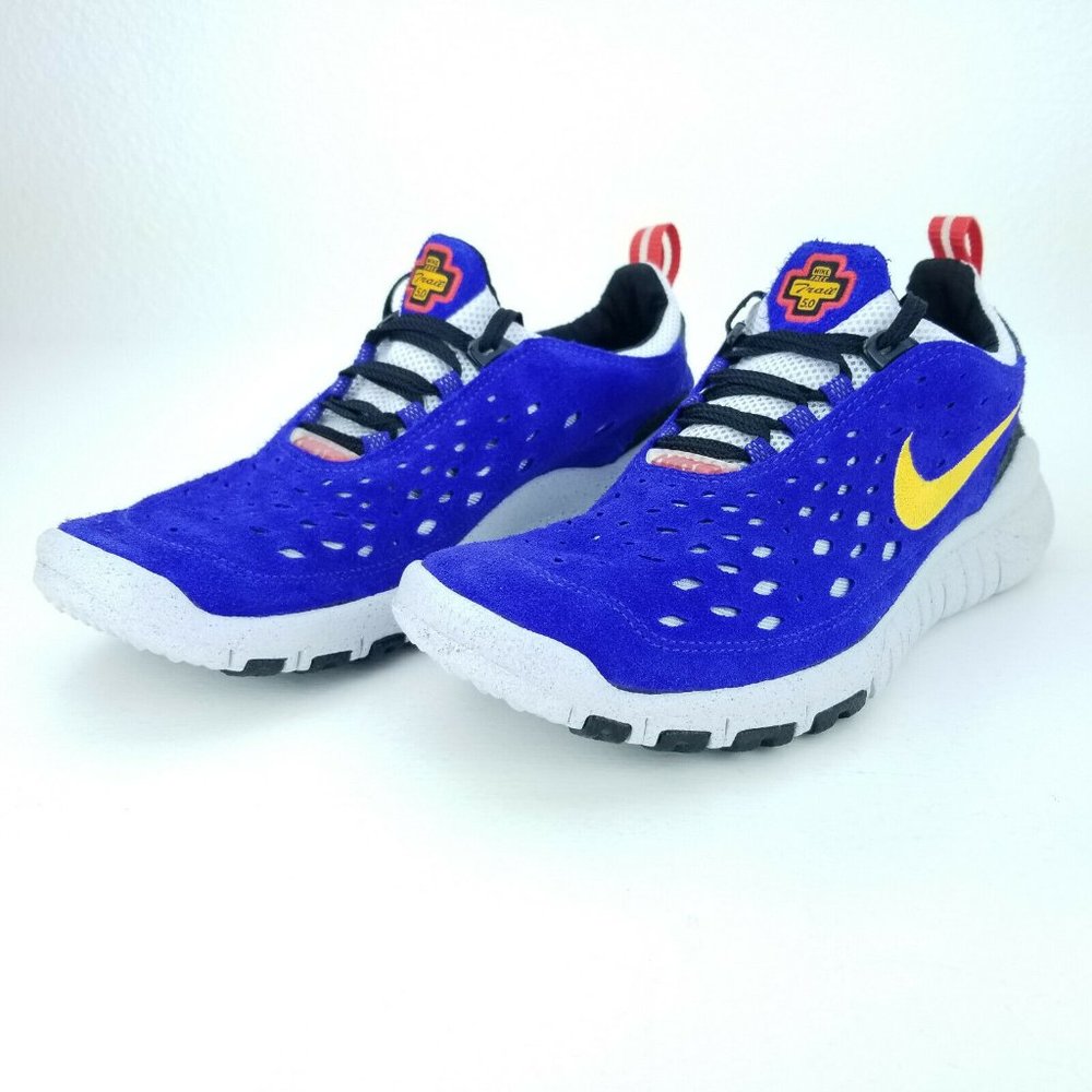 Nike Free Run Trail Men's Running Shoes Blue Taxi Yellow CW5814 401 Sizes 6-13 - Picture 2 of 8